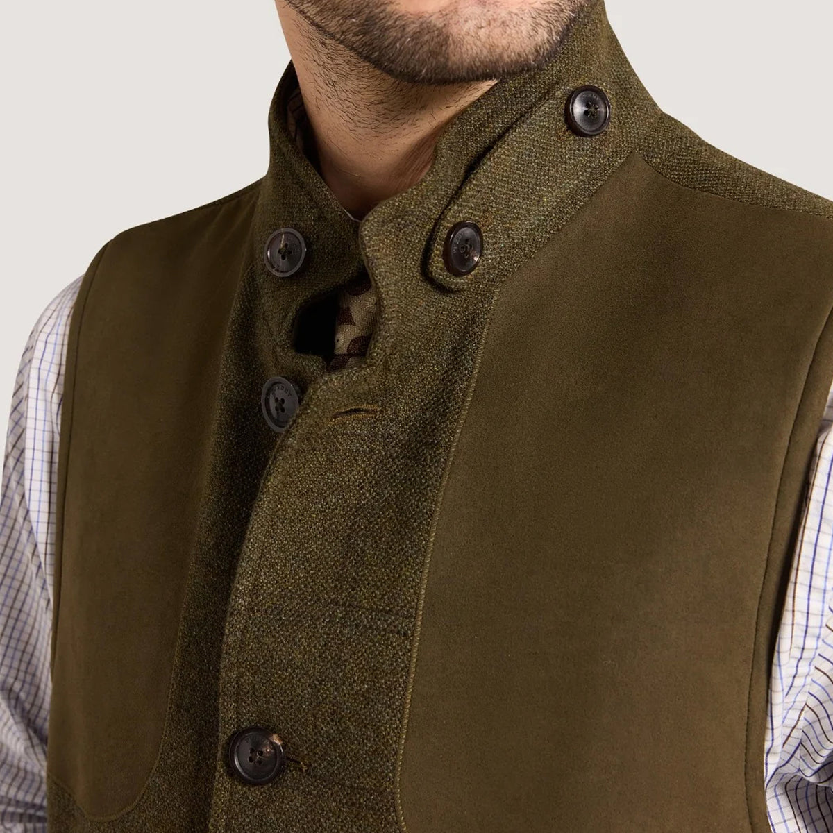 Purdey Hi-Collar Tweed Shooting Vest Fredrick Box Check