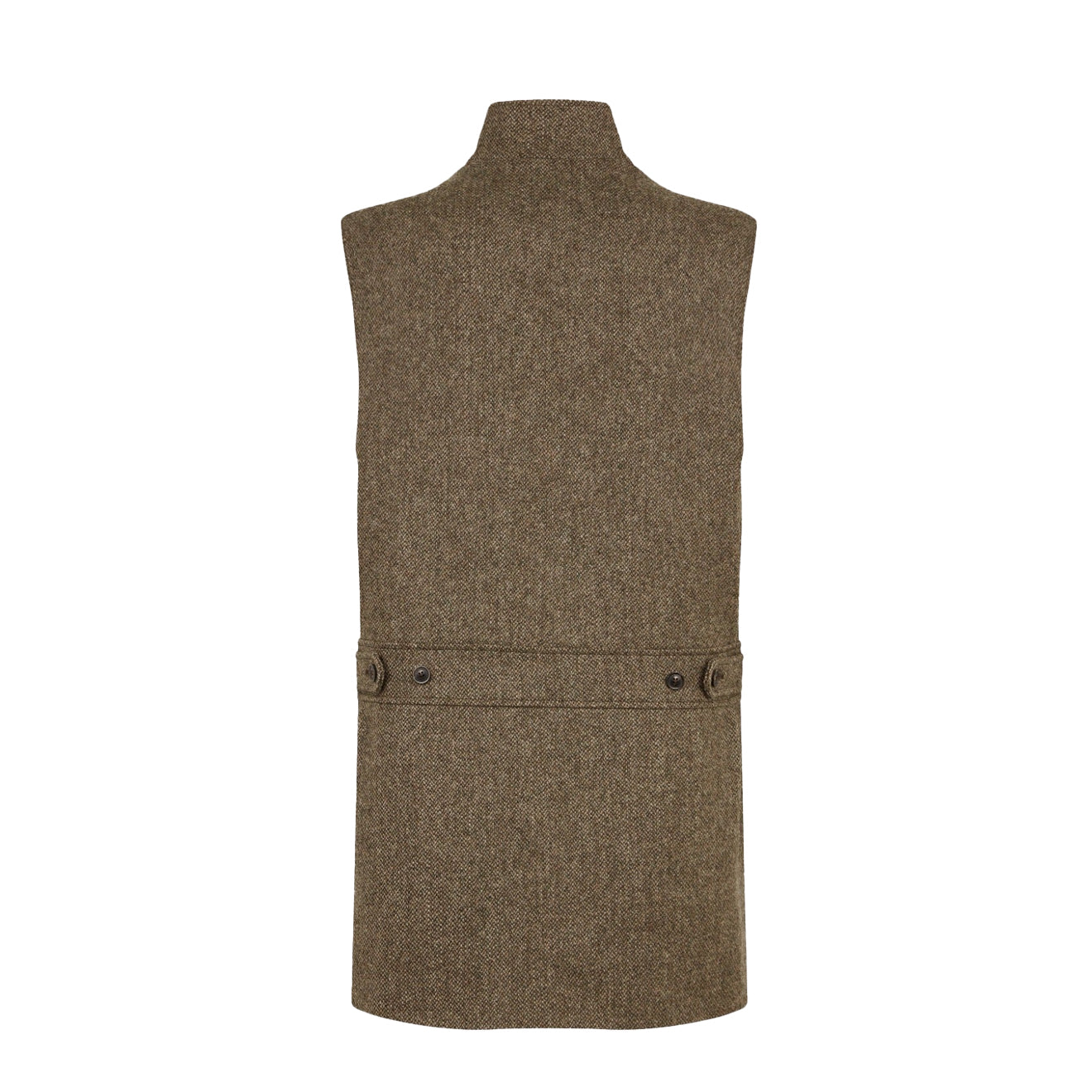 Purdey Lightweight Tweed High Collar Shooting Vest Acorn - The Sporting Lodge
