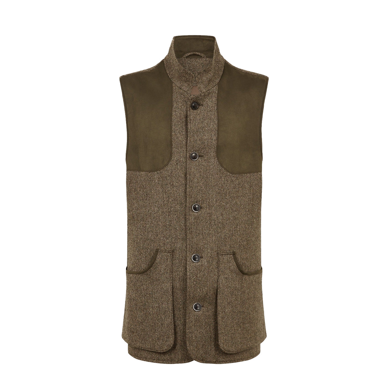 Purdey Lightweight Tweed High Collar Shooting Vest Acorn | The