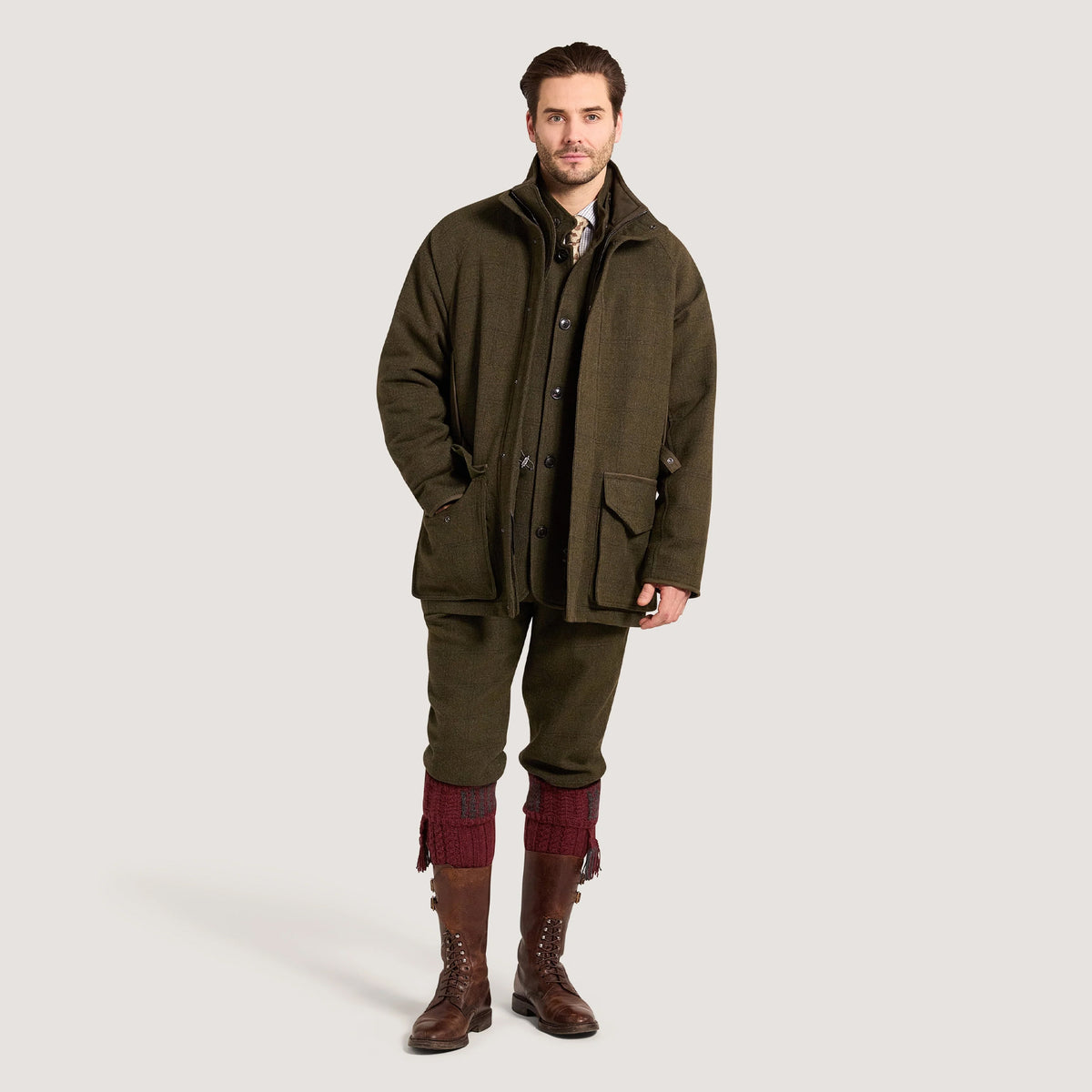 Purdey Raglan Tweed Field Coat Fredrick Box Check