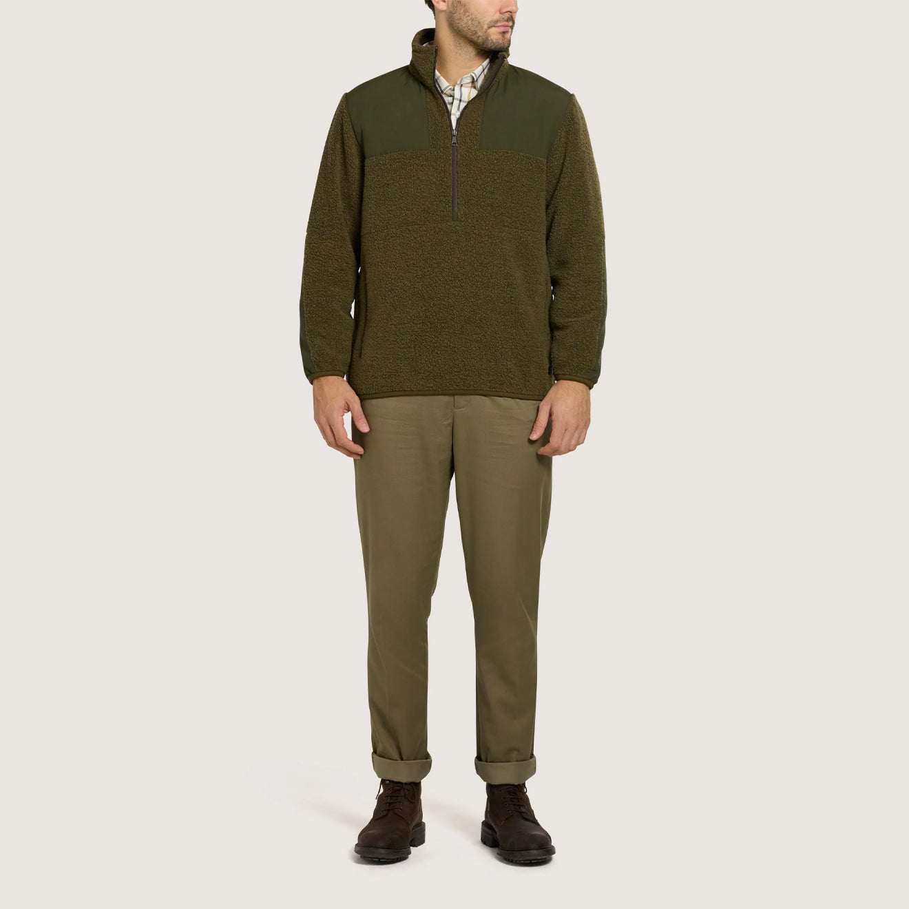 Purdey Unisex Merino Purdey 1/2 Zip Fleece Lichen - The Sporting Lodge