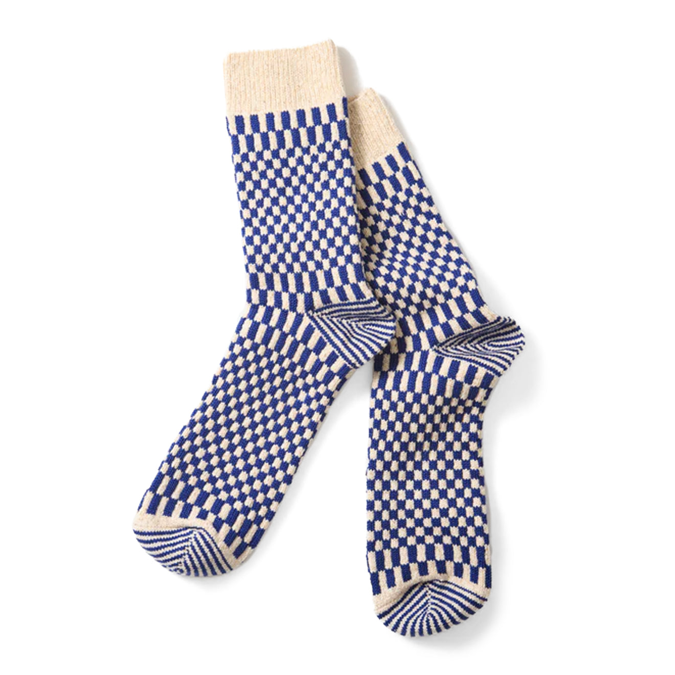 ROTOTO Checkerboard Pattern Socks Blue
