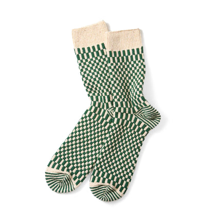 ROTOTO Checkerboard Pattern Socks Green