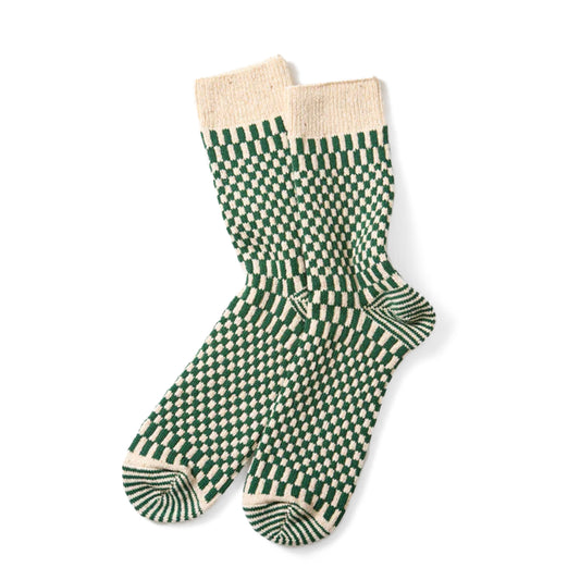 ROTOTO Checkerboard Pattern Socks Green