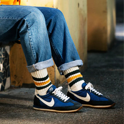 ROTOTO Coarse Ribbed Oldschool Crew Socks Navy