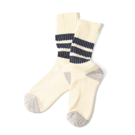 ROTOTO Coarse Ribbed Oldschool Crew Socks Navy