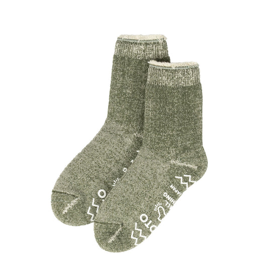 ROTOTO Double Face Room Socks Shaggy Pile Moss Green - The Sporting Lodge