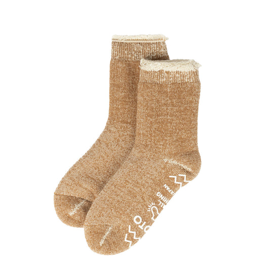 ROTOTO Double Face Room Socks Shaggy Pile Tan - The Sporting Lodge