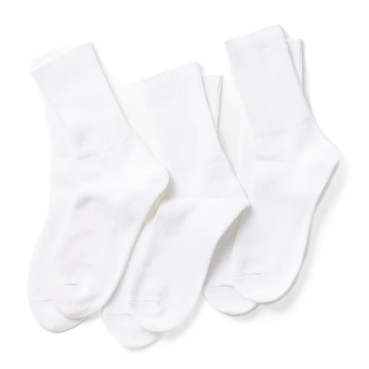 ROTOTO Organic Daily 3 Pack Ribbed Crew Socks White