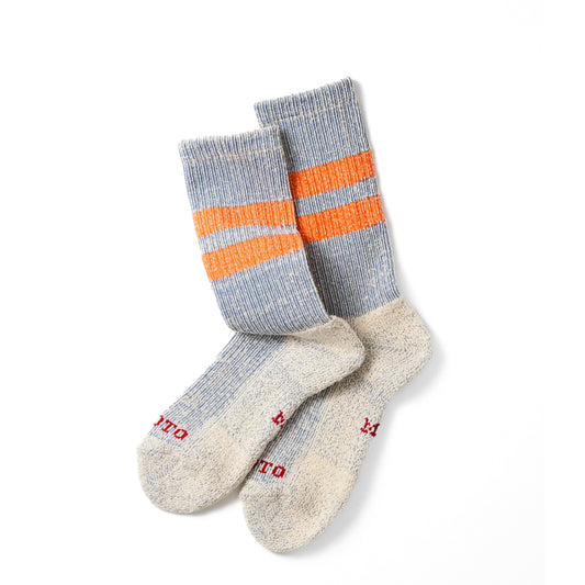 ROTOTO Pile Stripe Marl Socks Blue / Orange