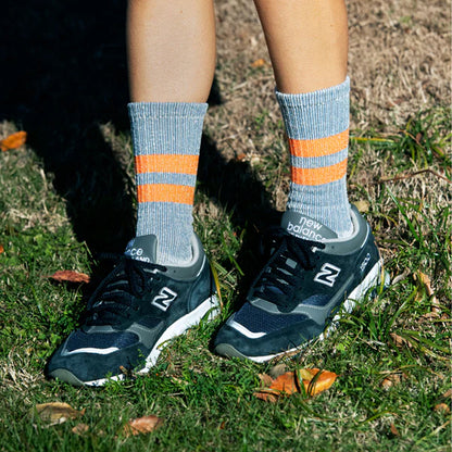 ROTOTO Pile Stripe Marl Socks Blue / Orange