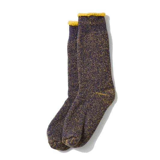 ROTOTO Riversible Pile Socks Navy / Yellow