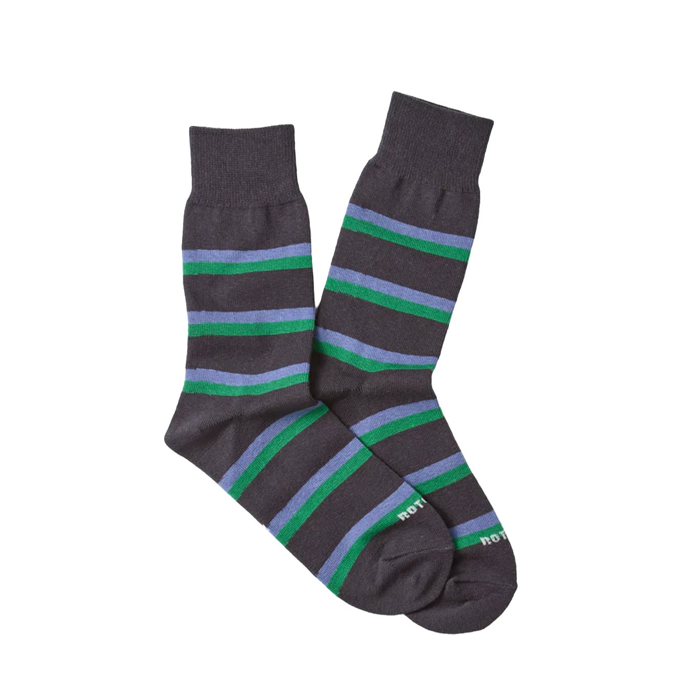 ROTOTO Rugby Stripe Socks Charcoal - The Sporting Lodge