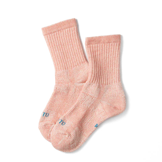 ROTOTO Womens Double Face Mini Crew Socks Organic Cotton Salmon