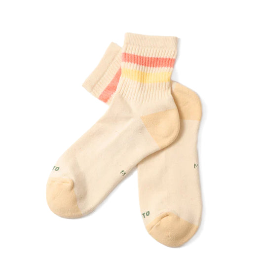 ROTOTO Womens Retro Athletic Ankle Socks Coral / Light Yellow