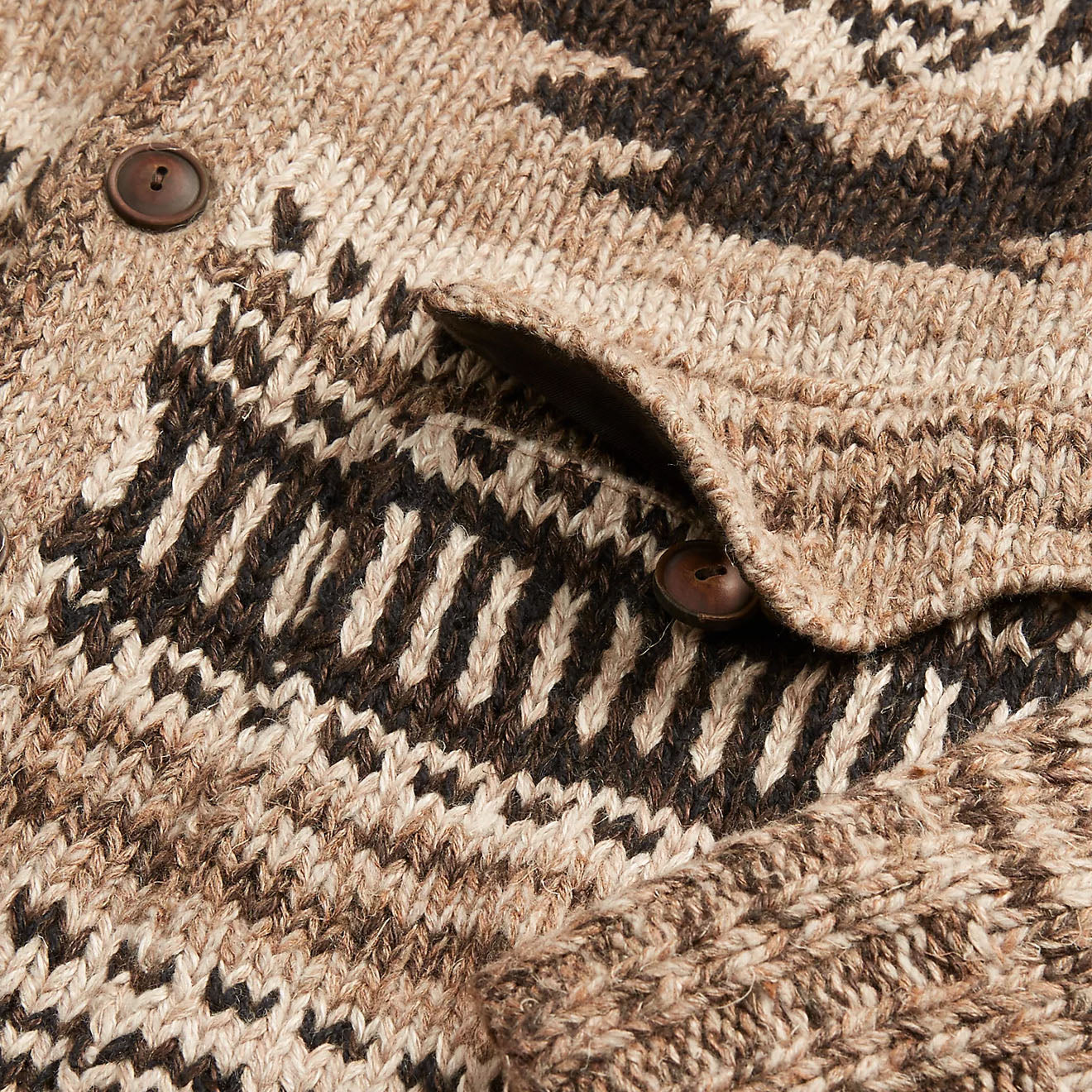 RRL by Ralph Lauren Hand-Knit Linen-Blend Cardigan Brown Tan Multi
