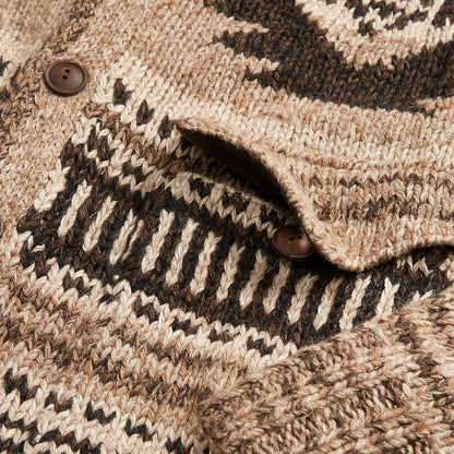 RRL by Ralph Lauren Hand-Knit Linen-Blend Cardigan Brown Tan Multi-4