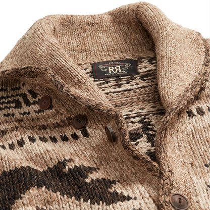 RRL by Ralph Lauren Hand-Knit Linen-Blend Cardigan Brown Tan Multi-3