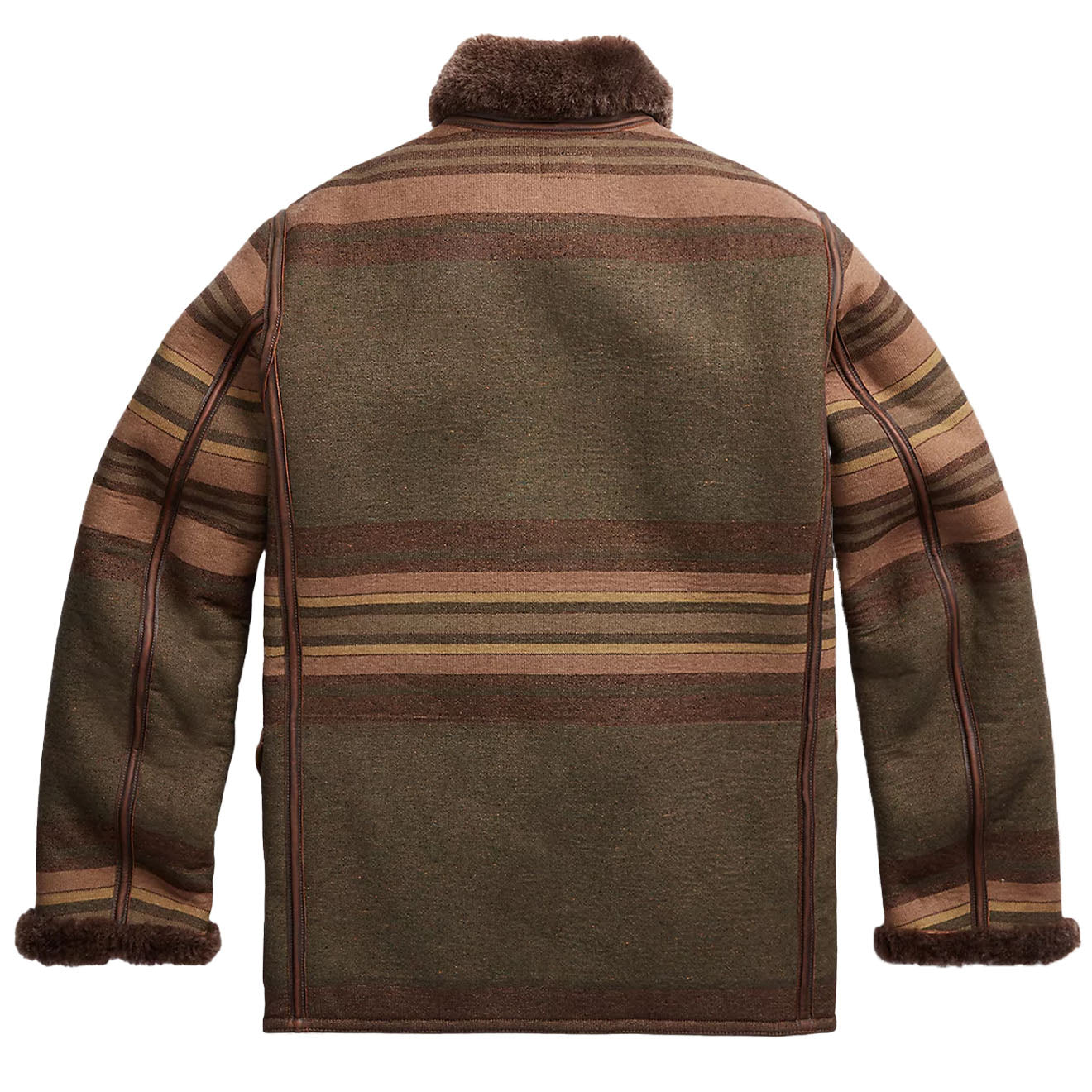 RRL by Ralph Lauren Seaberg Shearling Pea Coat Grey / Brown Multi-2