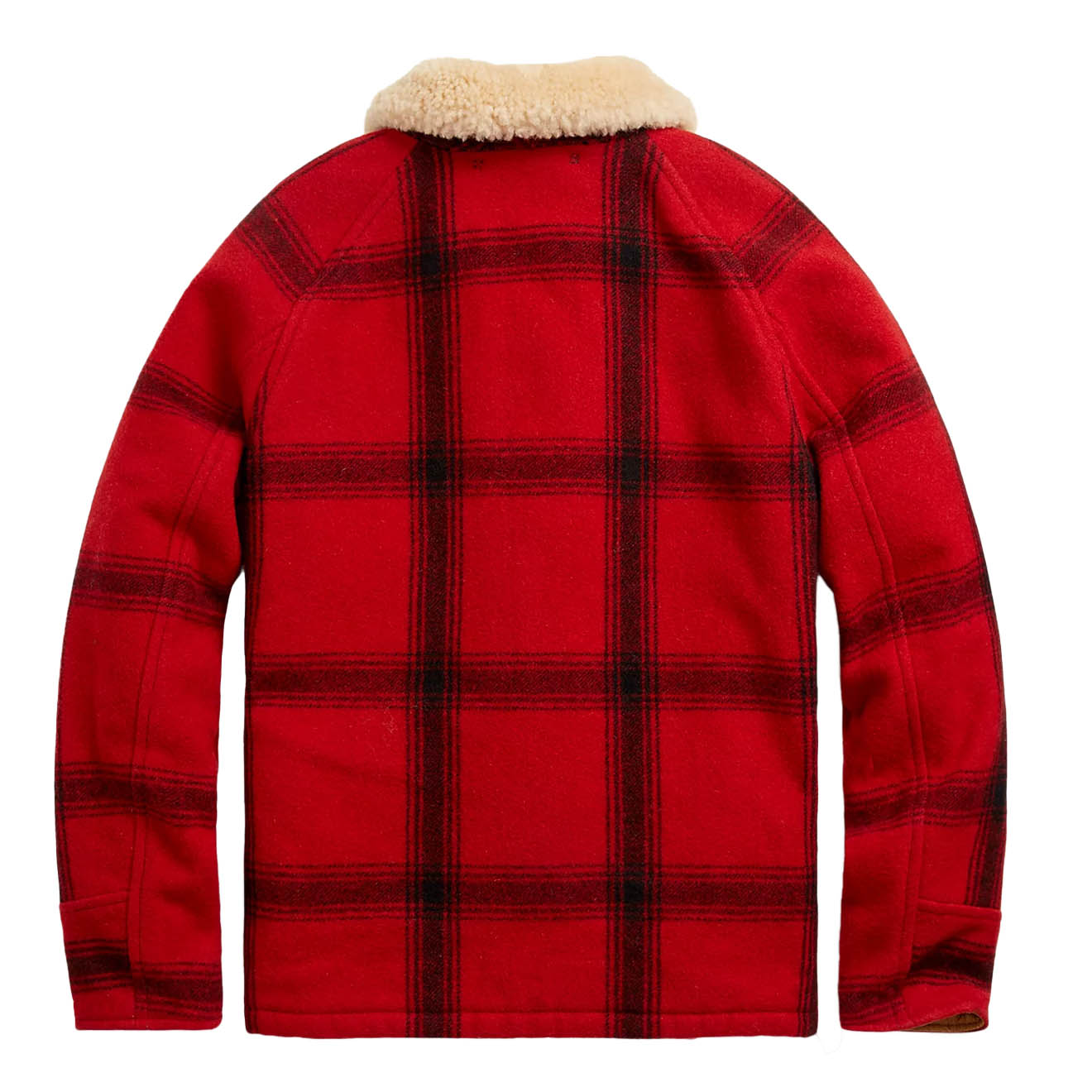 RRL by Ralph Lauren Shearling-Collar Plaid Wool Jacket Red / Black Multi-6