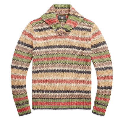 RRL by Ralph Lauren Striped Linen-Blend Jumper Brown Multi Stripe