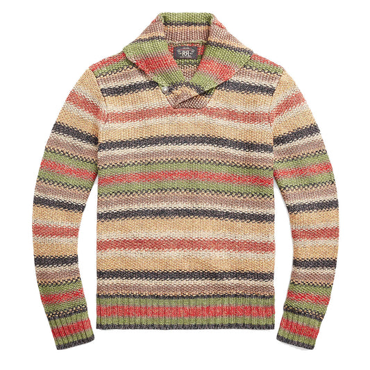 RRL by Ralph Lauren Striped Linen-Blend Jumper Brown Multi Stripe