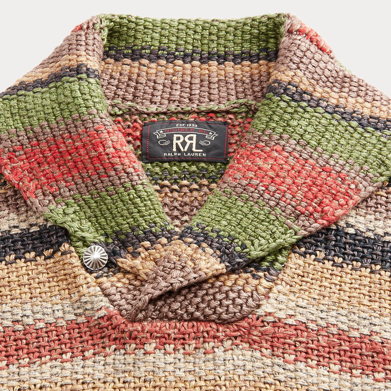 RRL by Ralph Lauren Striped Linen-Blend Jumper Brown Multi Stripe-5