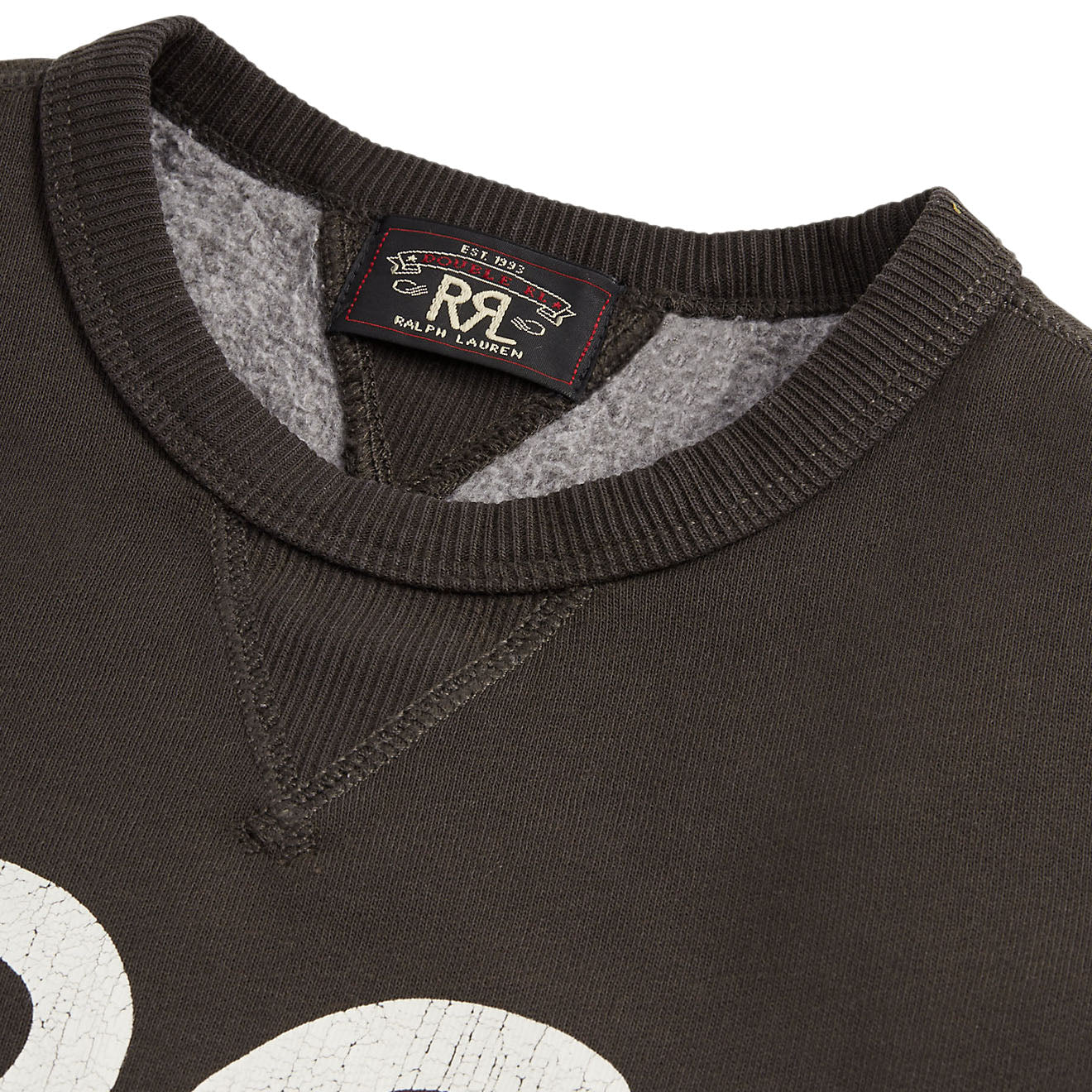 RRL by Ralph Lauren Womens Logo Cotton-Blend Fleece Sweatshirt Faded Black / White-4