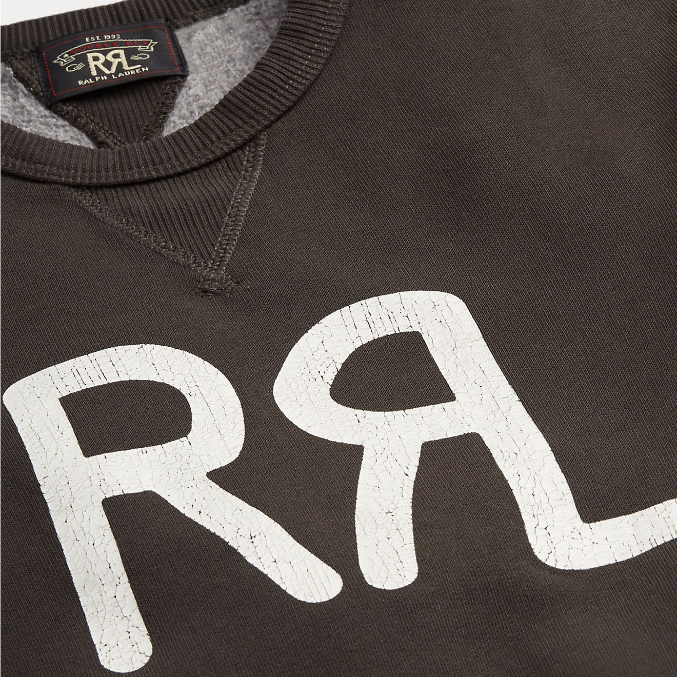 RRL by Ralph Lauren Womens Logo Cotton-Blend Fleece Sweatshirt Faded Black / White-3