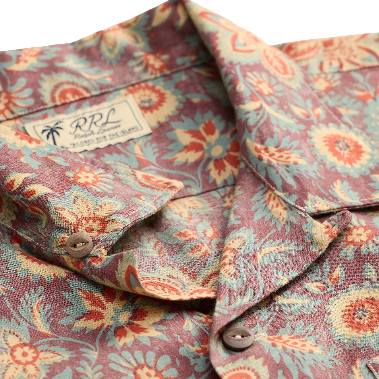 RRL By Ralph Lauren 2 Pocket Camp Short Sleeve Sport Shirt Blue / Red Multi