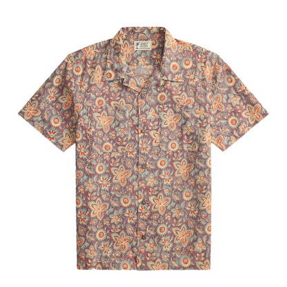 RRL By Ralph Lauren 2 Pocket Camp Short Sleeve Sport Shirt Blue / Red Multi