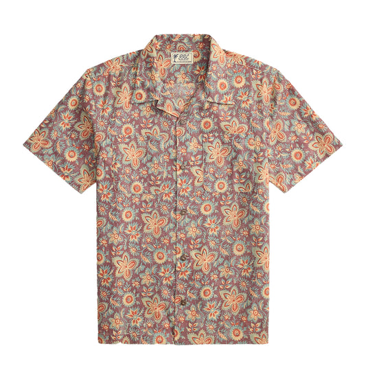 RRL By Ralph Lauren 2 Pocket Camp Short Sleeve Sport Shirt Blue / Red Multi