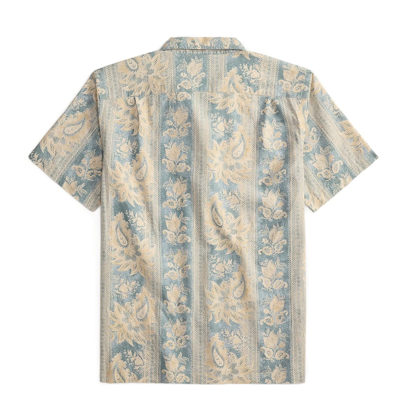 RRL By Ralph Lauren 2 Pocket Camp Short Sleeve Sport Shirt Indigo Blue / Cream Multi