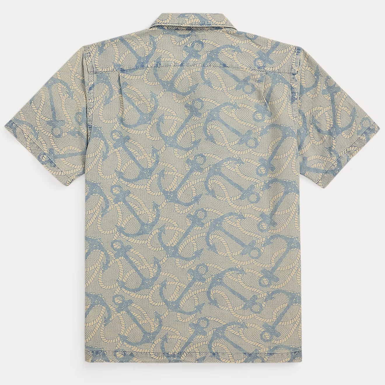 RRL By Ralph Lauren 2 Pocket Camp Short Sleeve Sport Shirt Indigo / Cream Multi