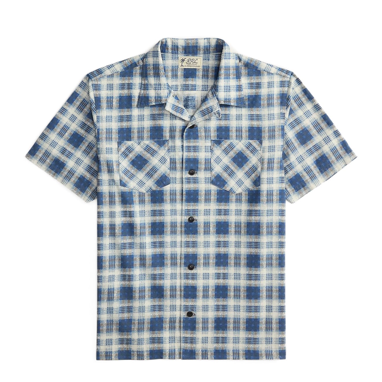 RRL By Ralph Lauren Aloha Camp Short Sleeve Sport Shirt Indigo Blue / Black