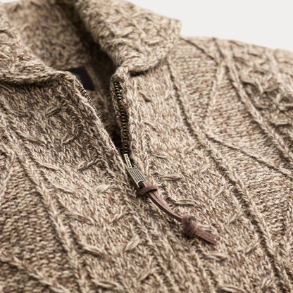 RRL By Ralph Lauren Cable Wool-Blend Full-Zip Sweater Brown / Cream Marl