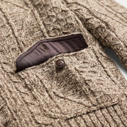 RRL By Ralph Lauren Cable Wool-Blend Full-Zip Sweater Brown / Cream Marl