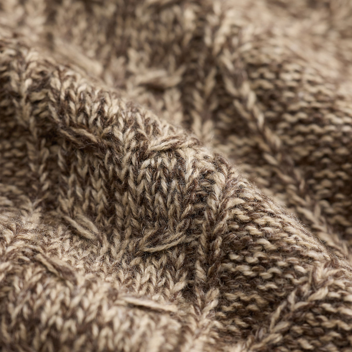 RRL By Ralph Lauren Cable Wool-Blend Full-Zip Sweater Brown / Cream Marl