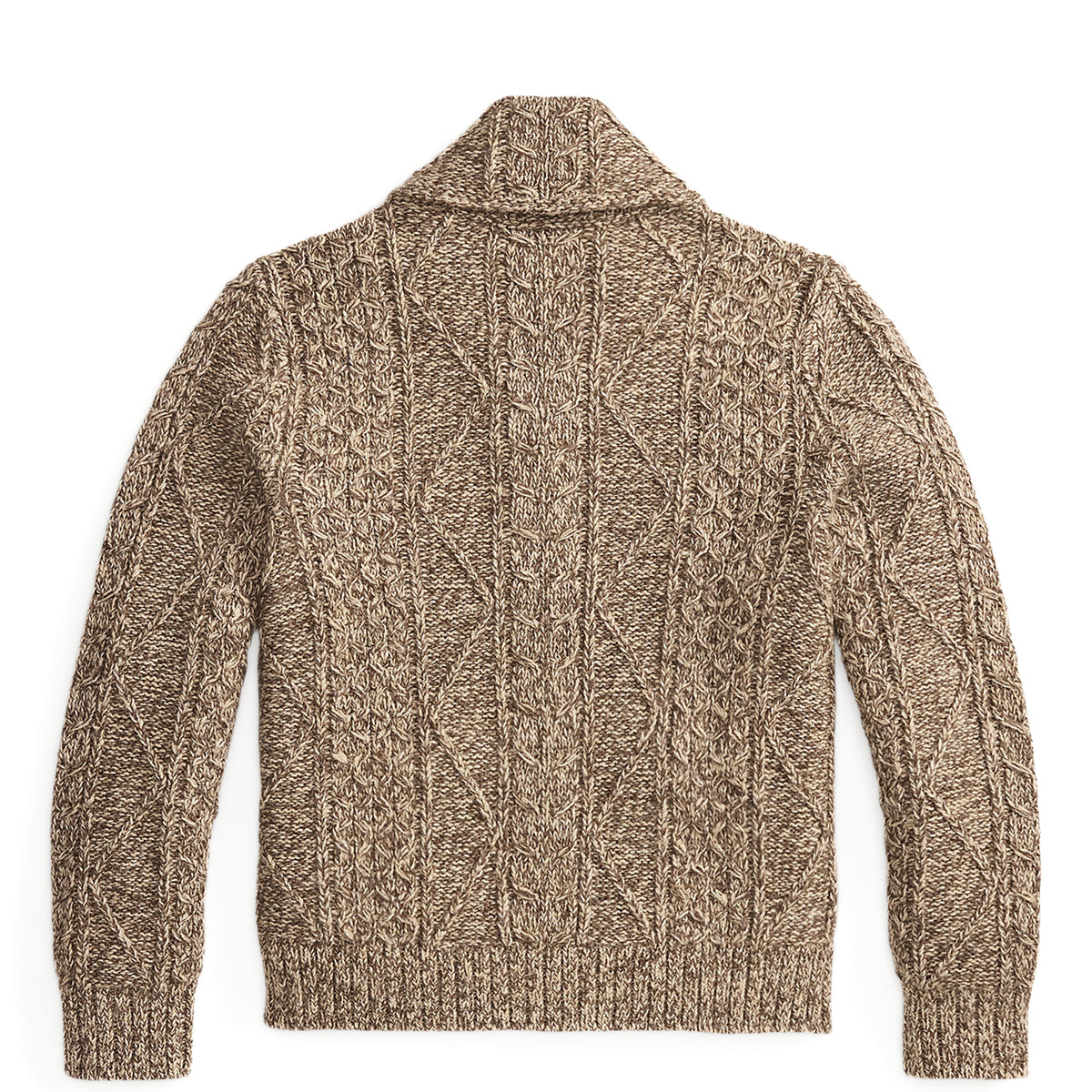 RRL By Ralph Lauren Cable Wool-Blend Full-Zip Sweater Brown / Cream Marl