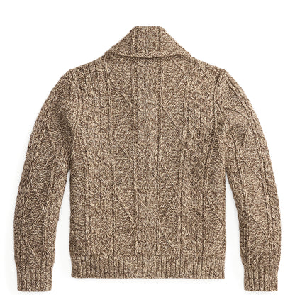 RRL By Ralph Lauren Cable Wool-Blend Full-Zip Sweater Brown / Cream Marl
