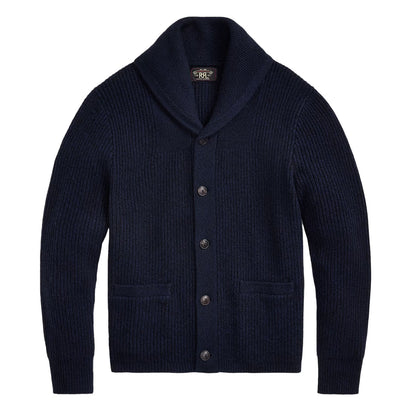 RRL By Ralph Lauren Cashmere Shawl-Collar Cardigan Navy Heather - The Sporting Lodge