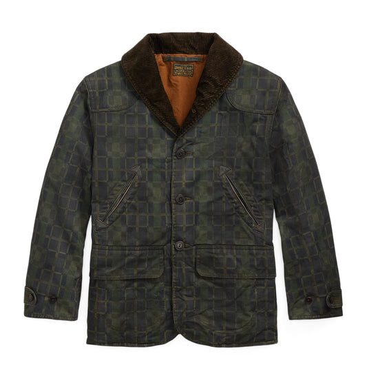 RRL By Ralph Lauren Check Print Oilcloth Jacket Navy Multi Plaid