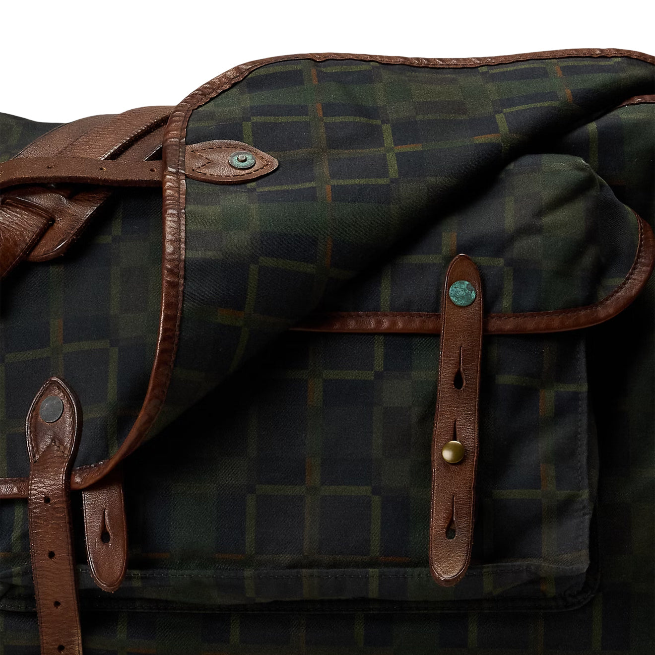 RRL By Ralph Lauren Check Print Oilcloth Messenger Bag Navy Multi Plaid