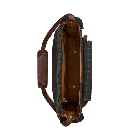 RRL By Ralph Lauren Check Print Oilcloth Messenger Bag Navy Multi Plaid