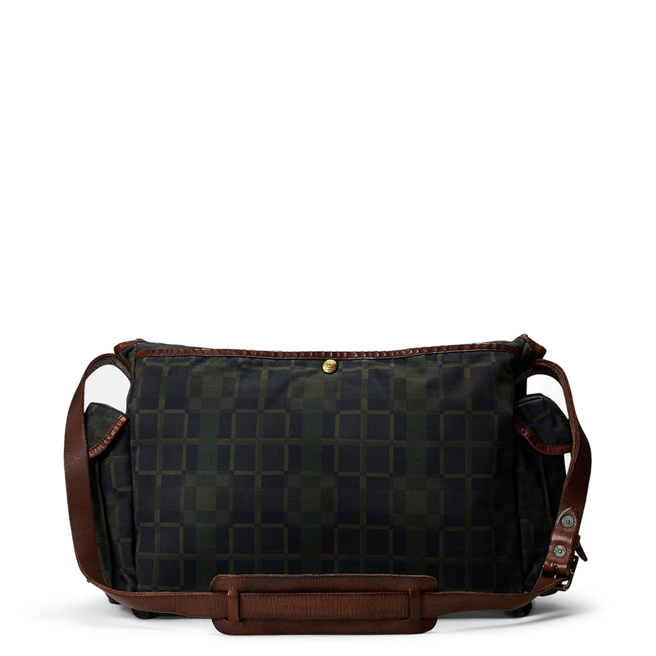 RRL By Ralph Lauren Check Print Oilcloth Messenger Bag Navy Multi Plaid