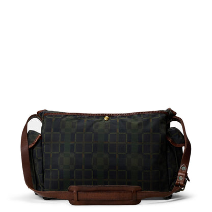 RRL By Ralph Lauren Check Print Oilcloth Messenger Bag Navy Multi Plaid