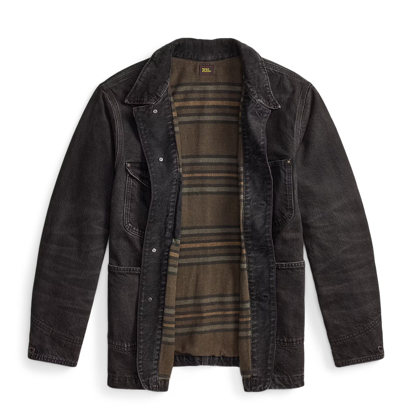 RRL By Ralph Lauren Corduroy-Collar Denim Jacket Black | The