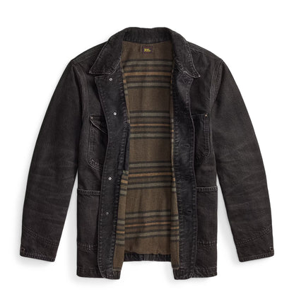 RRL By Ralph Lauren Corduroy-Collar Denim Jacket Black - The Sporting Lodge