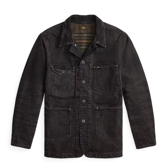 RRL By Ralph Lauren Corduroy-Collar Denim Jacket Black - The Sporting Lodge