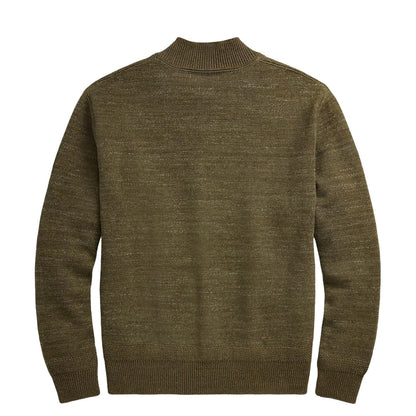 RRL By Ralph Lauren Cotton-Wool Full-Zip Jumper Olive Heather - The Sporting Lodge